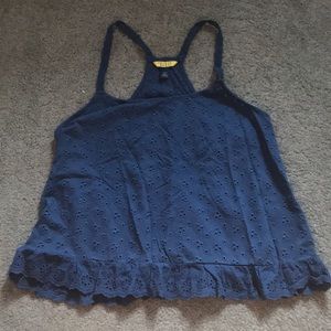 Blue Eyelet Tank Top, Size S